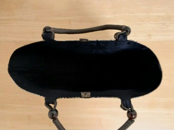 帯リメイクバッグ★ハンドメイド★蜀江華文 波 箔 金銀糸 灰緑 正絹、