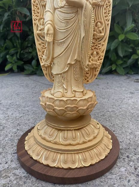 【修縁堂】【仏教美術・仏像】檜木製・瑠璃薬師立像 木彫仏教