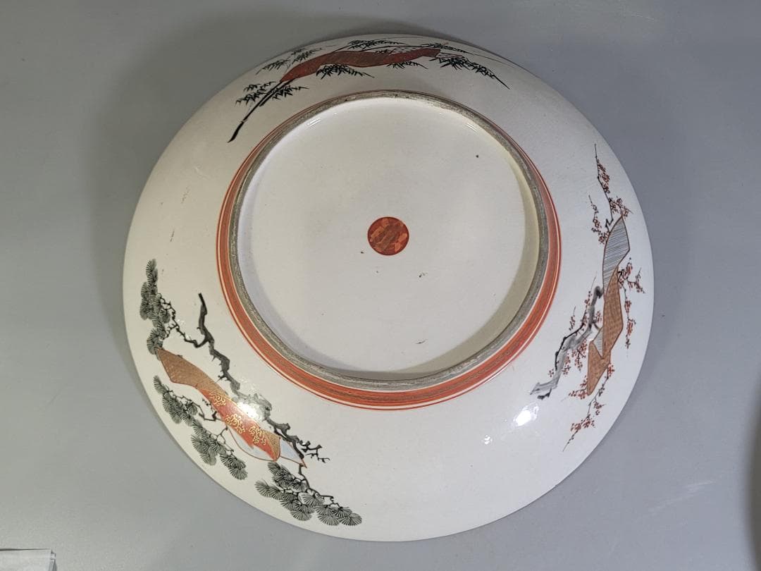 九谷 金彩赤絵 細密 武者絵 一対 幅37 cm 明治時代 DT395