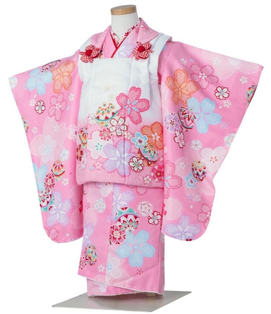 七五三　３歳　着物　着物フルセット　ピンク　美品　三歳