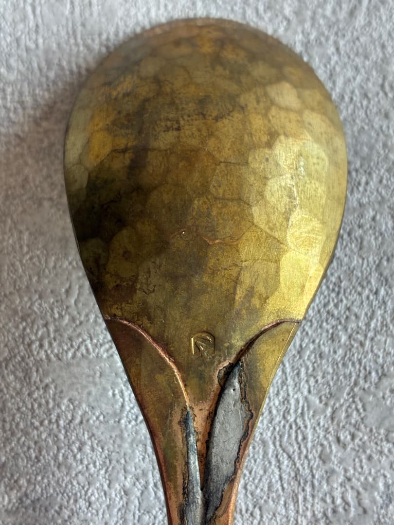 作家もの・・・真鍮製 槌目模様スプーン 19.5cm ハンマードスプーン