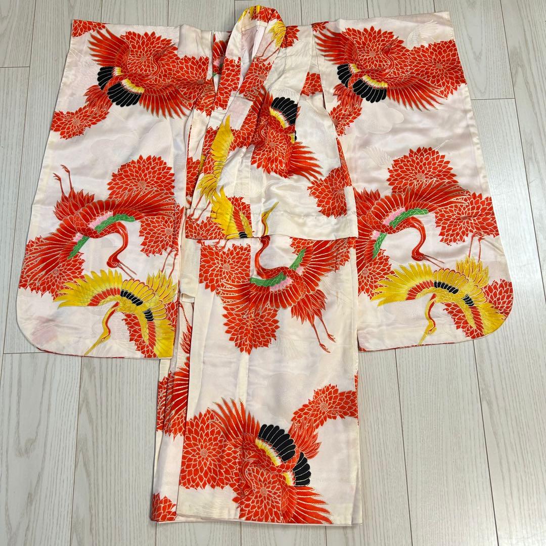 子供　着物　セミアンティーク　七五三 鶴