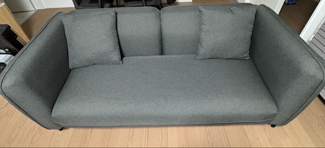 ディープグレー グレー 2人掛けソファ 2つのクッション付き 送料込み