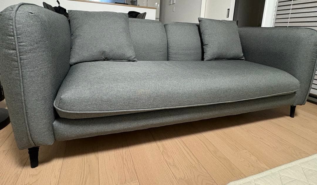 ディープグレー グレー 2人掛けソファ 2つのクッション付き 送料込み