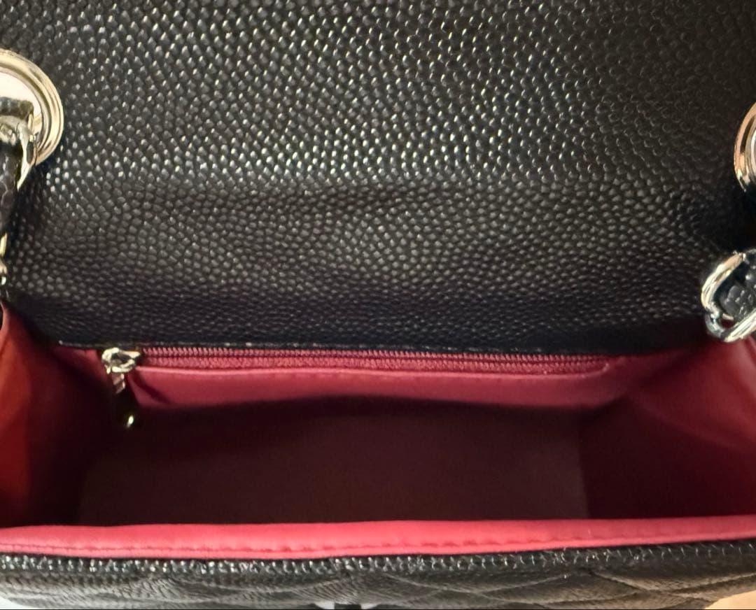 CHANEL ノベルティ ミニマトラッセ キャビアスキン風 チェーンショルダー