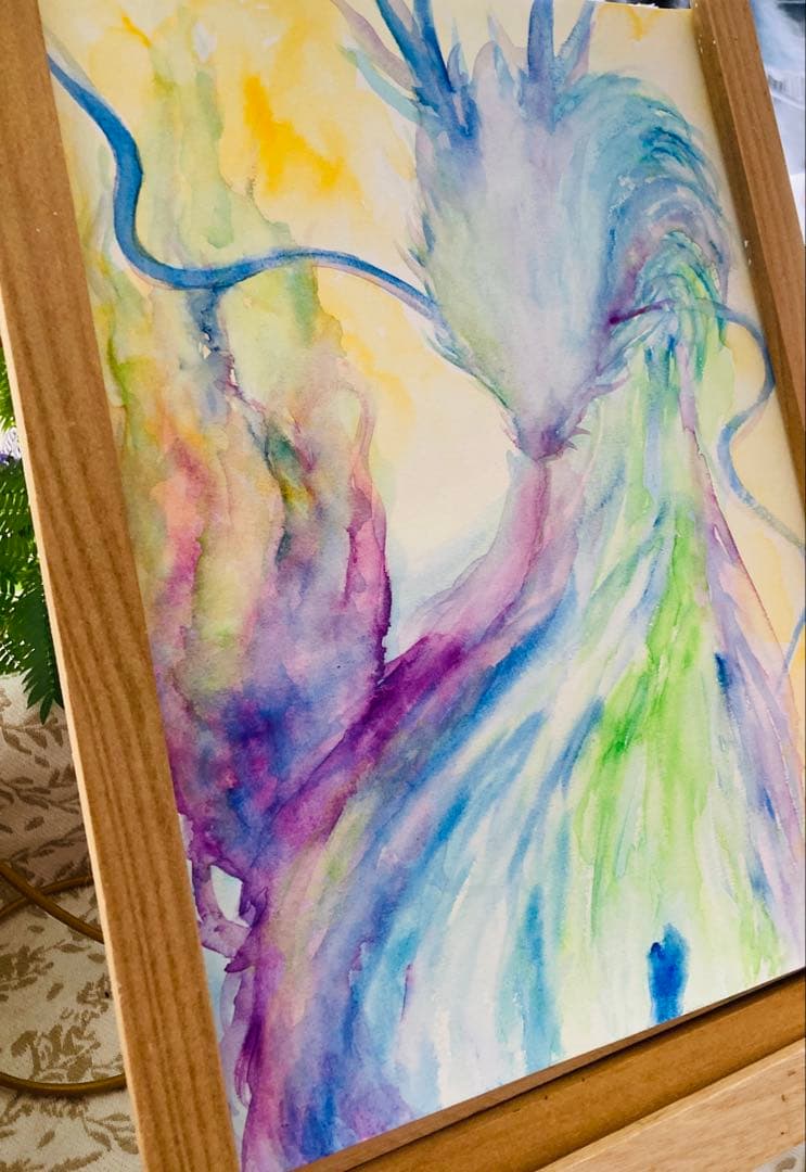 麒麟様　五神　原画　A 4サイズ　水彩画　上羽絵惣胡粉絵の具使用