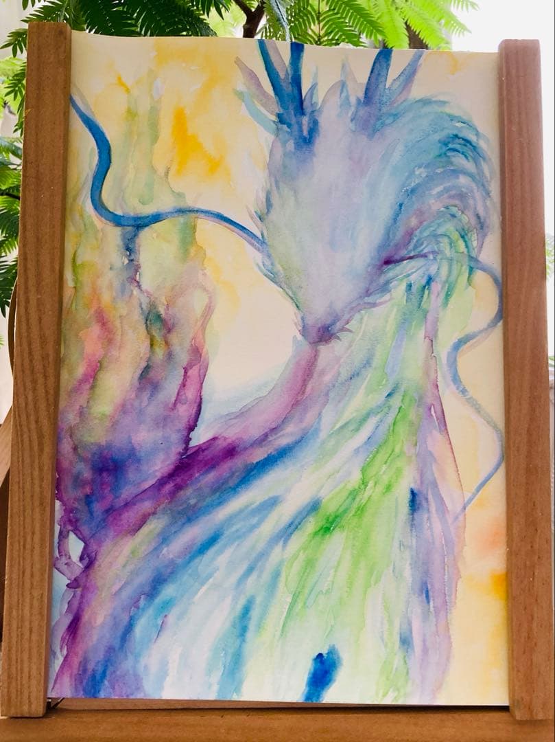 麒麟様　五神　原画　A 4サイズ　水彩画　上羽絵惣胡粉絵の具使用