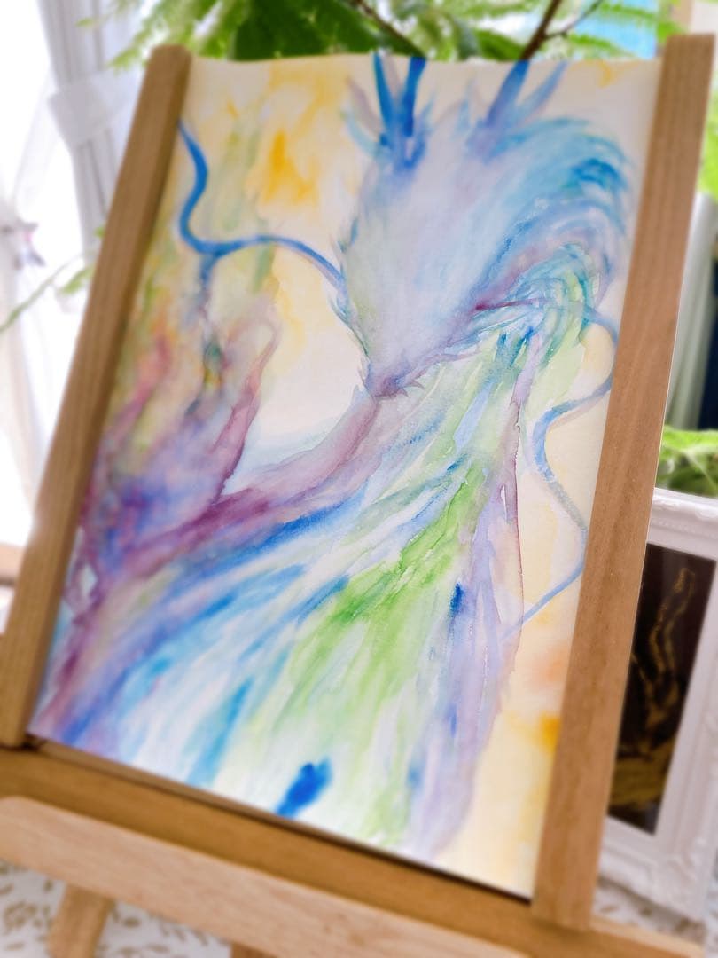 麒麟様　五神　原画　A 4サイズ　水彩画　上羽絵惣胡粉絵の具使用