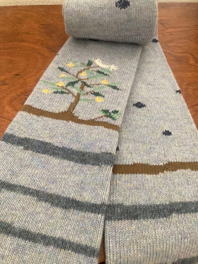 ANTIPAST アンティパスト　ミニマフラー 小鳥 とり 水色