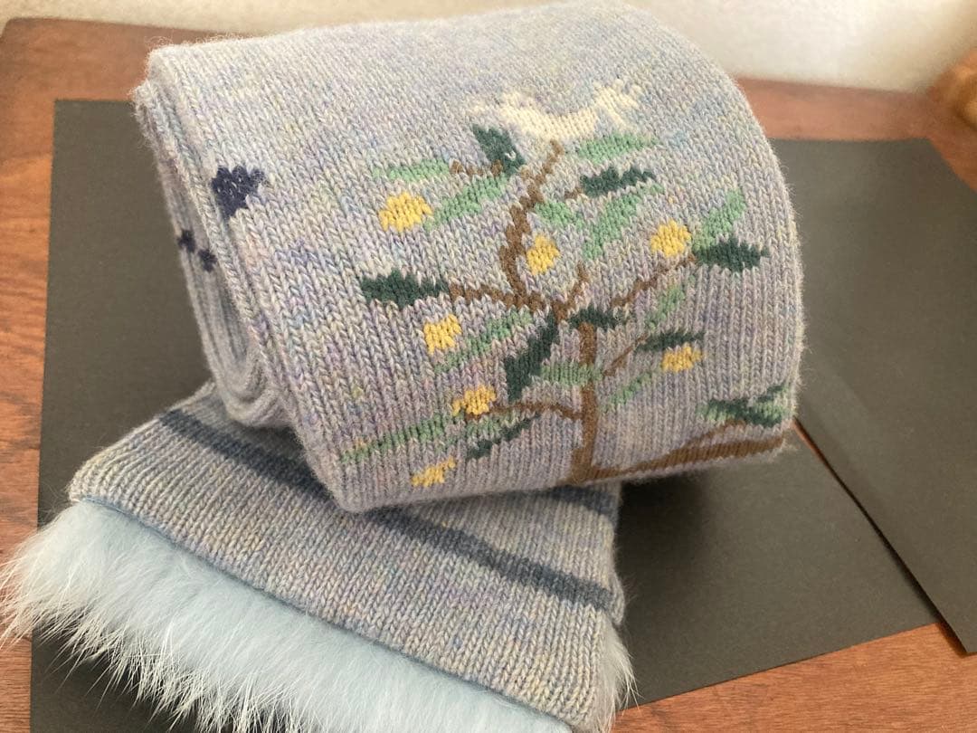 ANTIPAST アンティパスト　ミニマフラー 小鳥 とり 水色