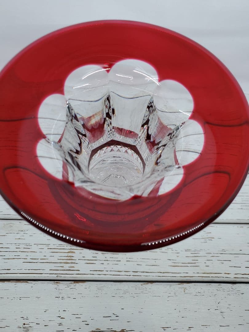 SAINT LOUIS サンルイ ヴェルサイユ　高20.5cm 赤被せ 花瓶