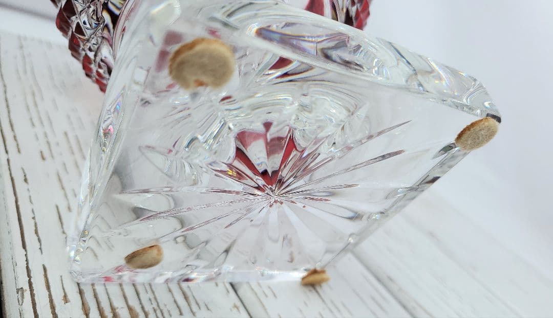 SAINT LOUIS サンルイ ヴェルサイユ　高20.5cm 赤被せ 花瓶