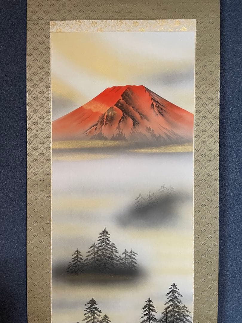 富士山 掛け軸　紅富士