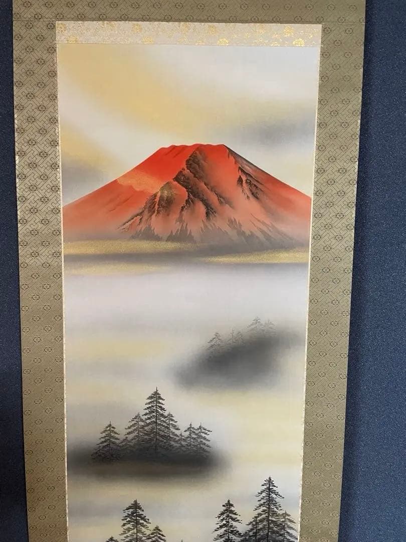 富士山 掛け軸　紅富士
