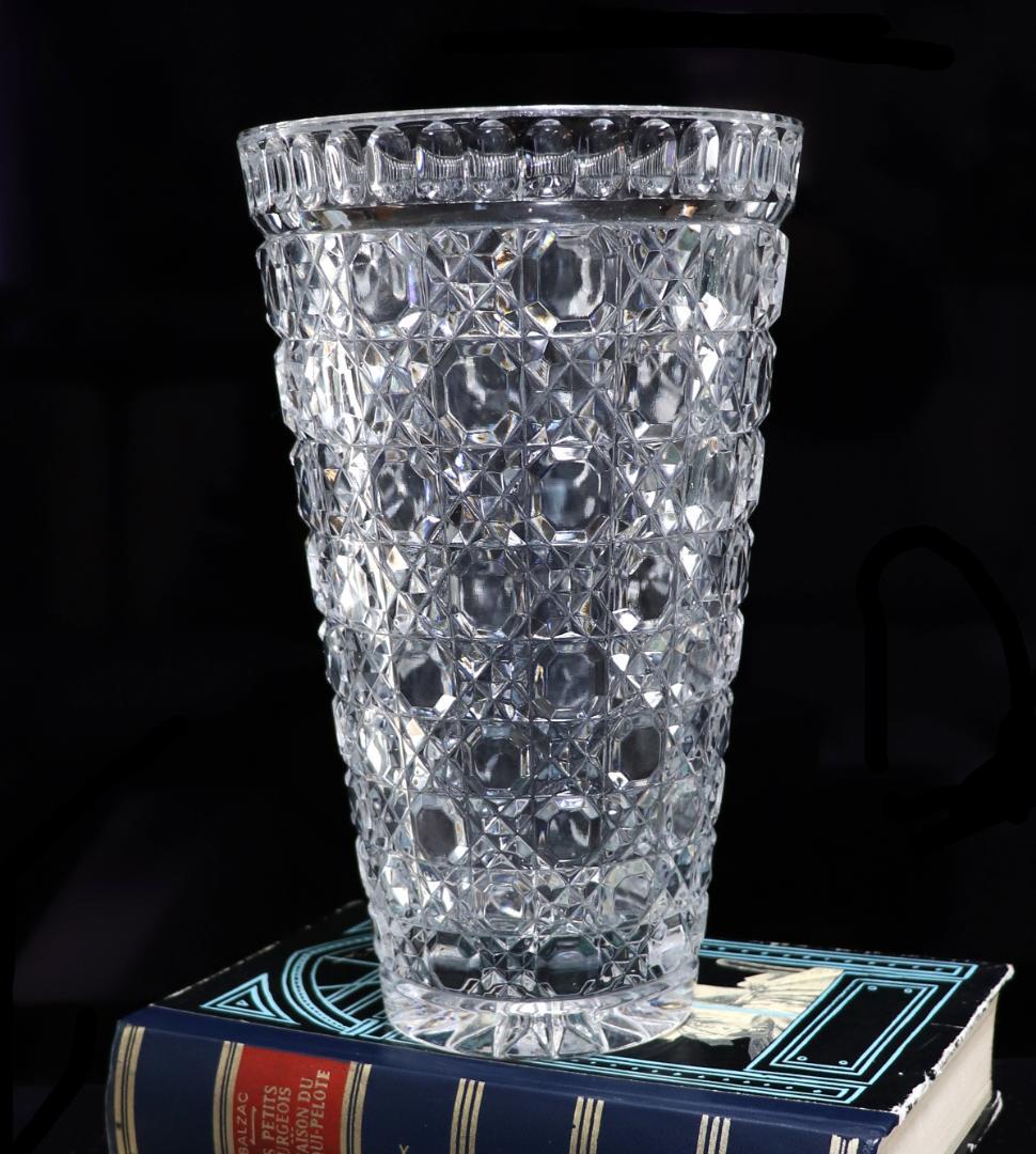 オールド・バカラ 大型サイズ 24cm1.8kg ディアマン・ピエーリー切子花瓶