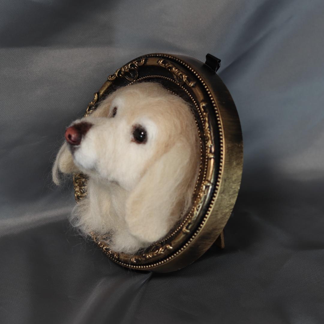 羊毛フェルト　犬　ハンドメイド　オーダー　フレーム　ゴールデン・レトリーバー