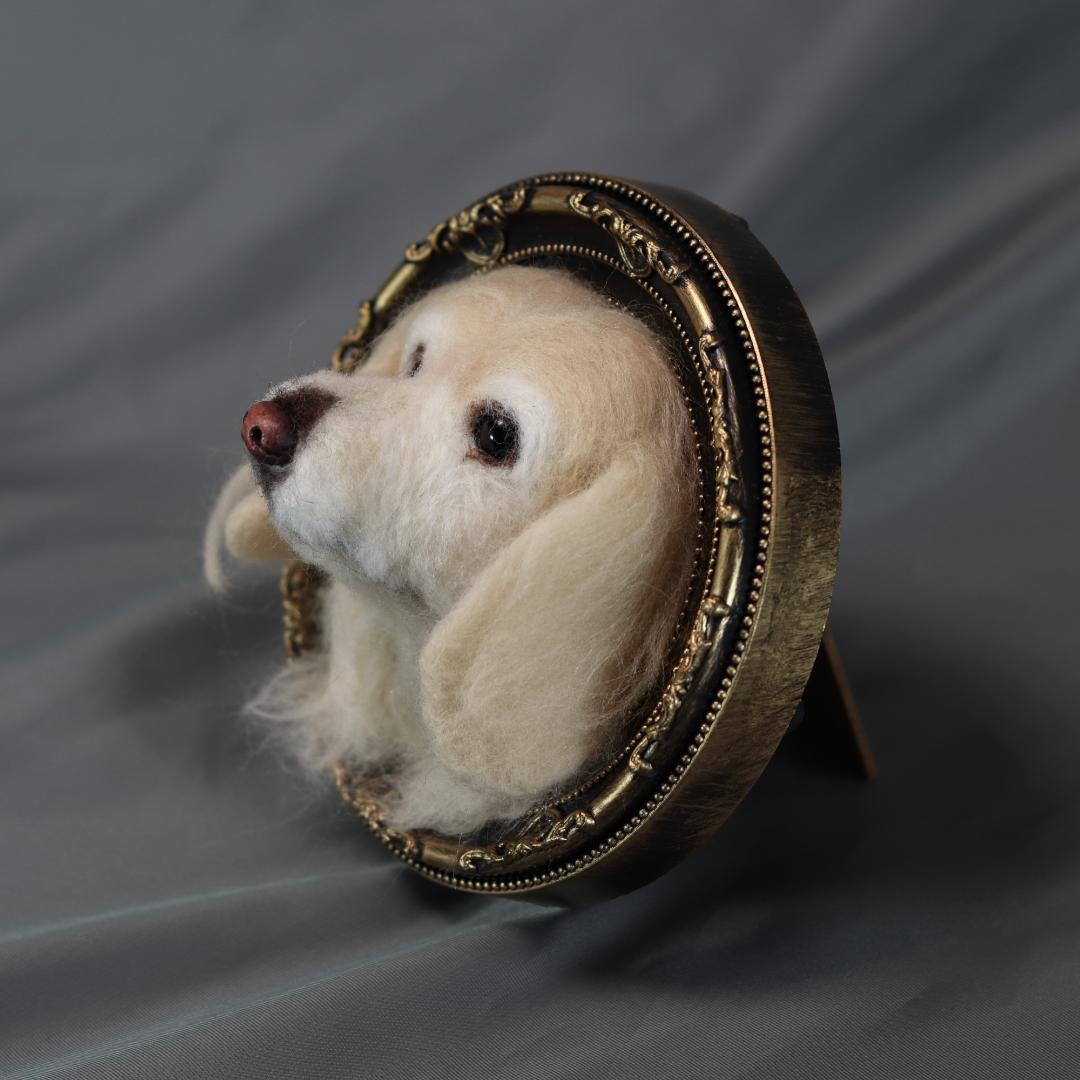 羊毛フェルト　犬　ハンドメイド　オーダー　フレーム　ゴールデン・レトリーバー
