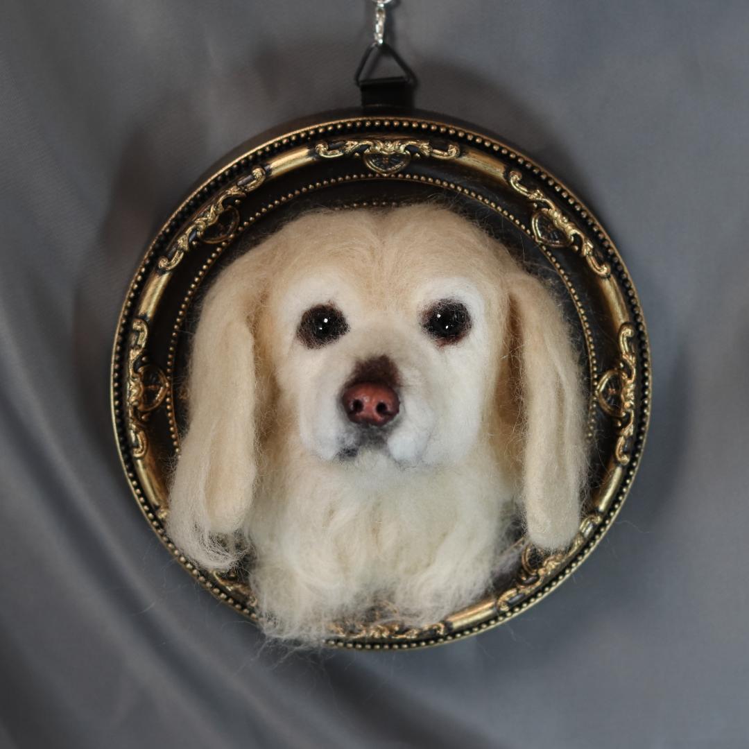 羊毛フェルト　犬　ハンドメイド　オーダー　フレーム　ゴールデン・レトリーバー