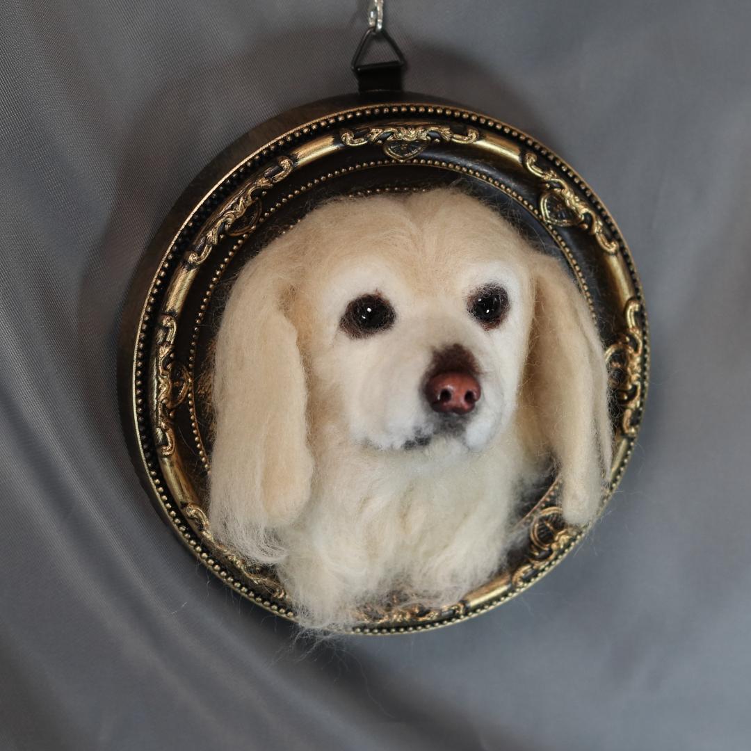 羊毛フェルト　犬　ハンドメイド　オーダー　フレーム　ゴールデン・レトリーバー