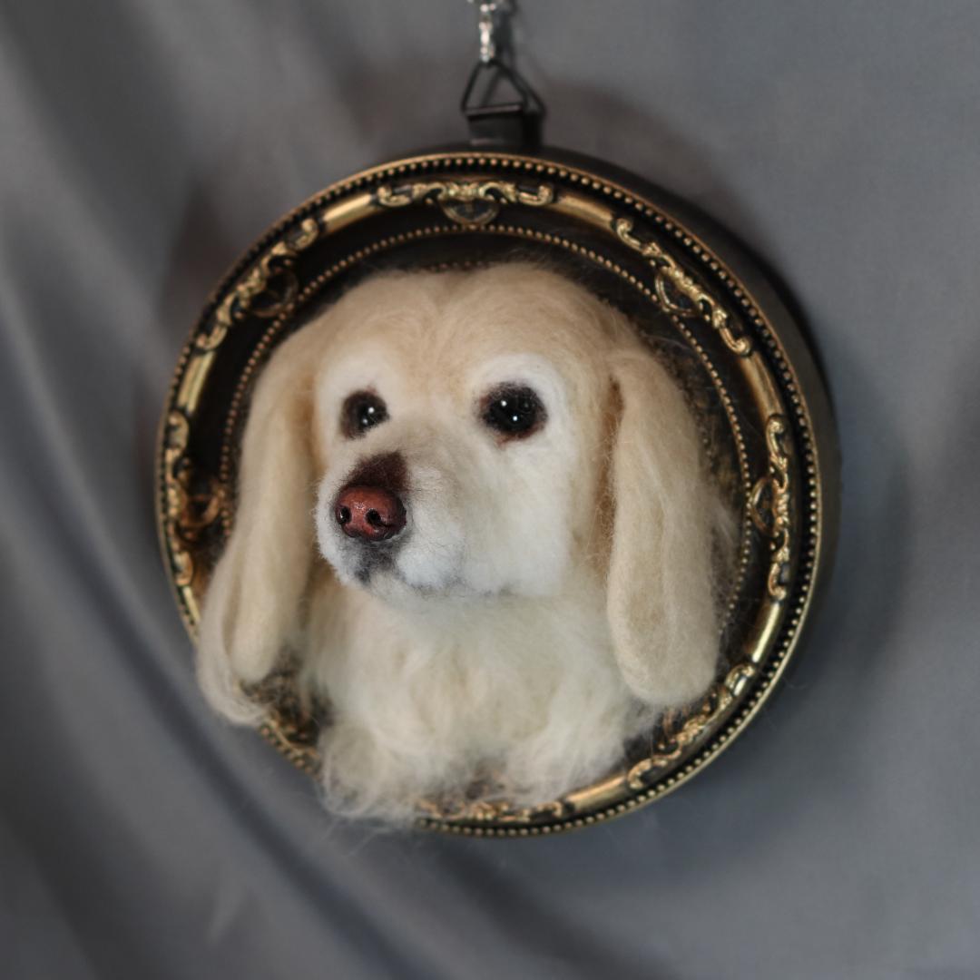 羊毛フェルト　犬　ハンドメイド　オーダー　フレーム　ゴールデン・レトリーバー