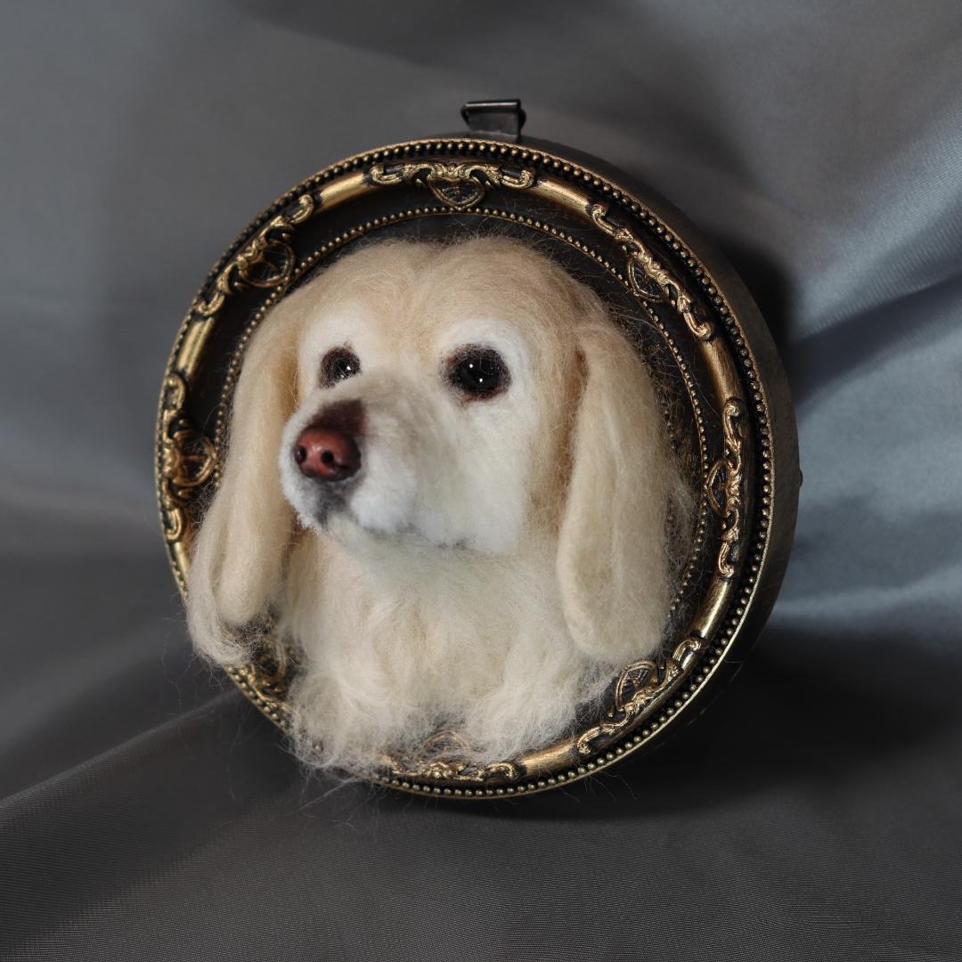 羊毛フェルト　犬　ハンドメイド　オーダー　フレーム　ゴールデン・レトリーバー