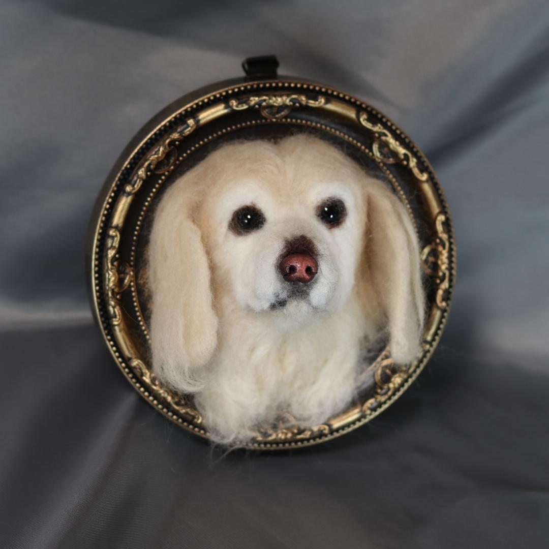 羊毛フェルト　犬　ハンドメイド　オーダー　フレーム　ゴールデン・レトリーバー