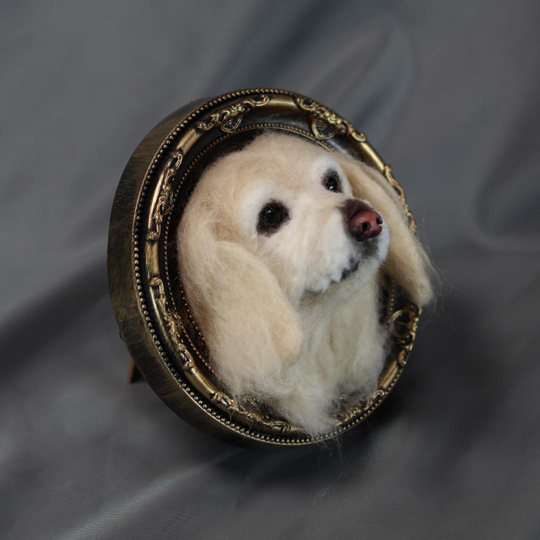 羊毛フェルト　犬　ハンドメイド　オーダー　フレーム　ゴールデン・レトリーバー