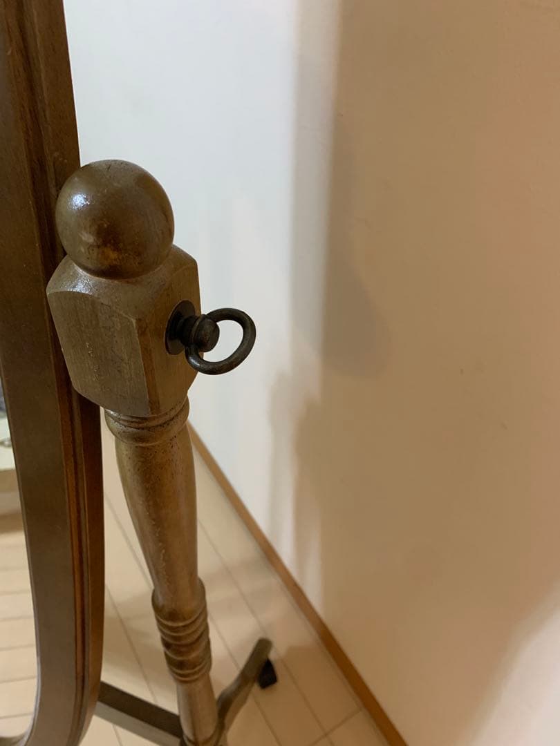 スタンドミラー　オーバル型　レトロ　ヴィンテージ　全身鏡　木製　姿見