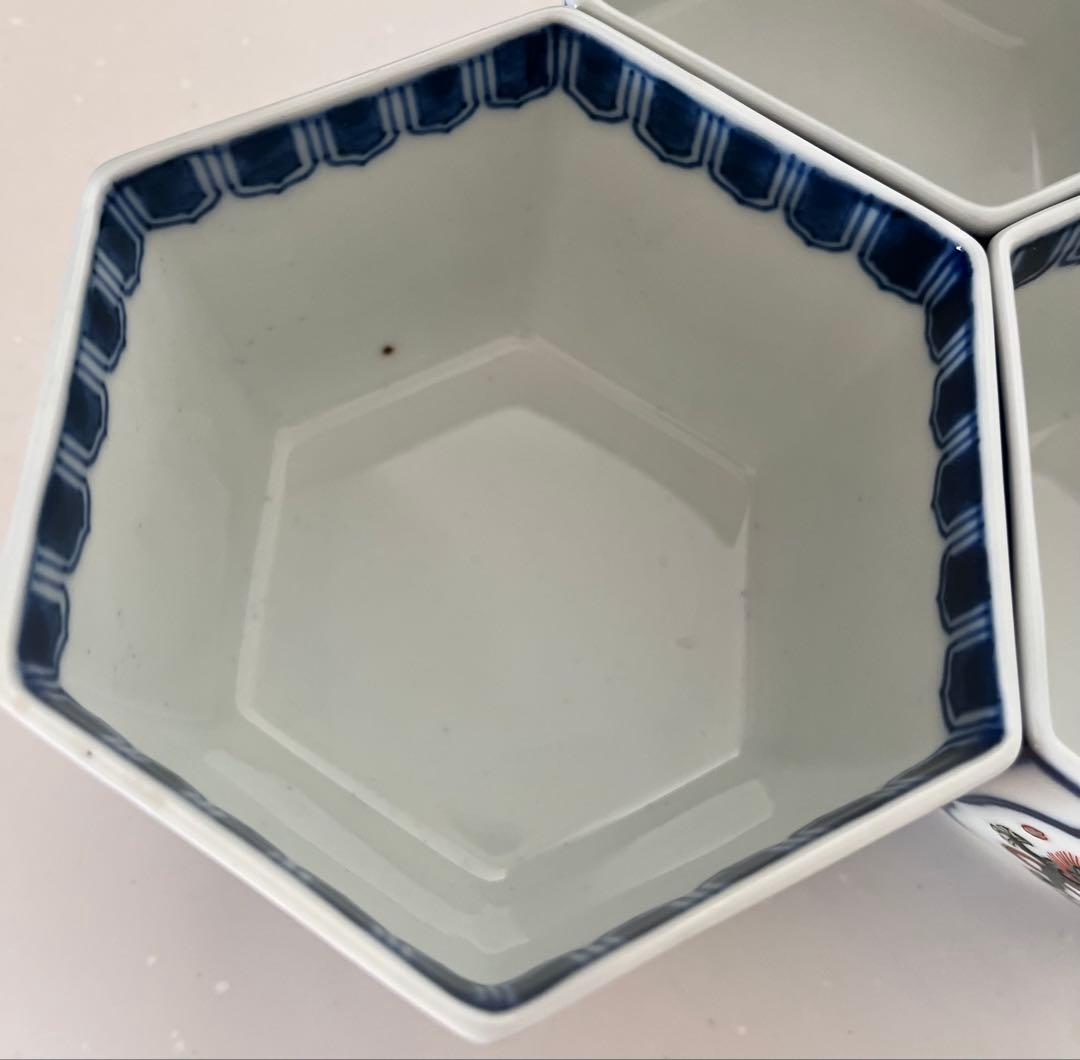 渋草焼　芳国舎 六角鉢　3個セット