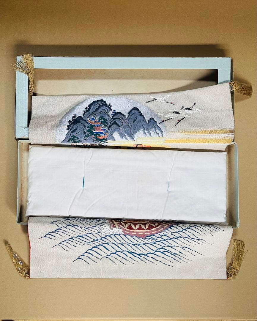 【新品】帛紗　刺繍アート 船と鶴のデザイン