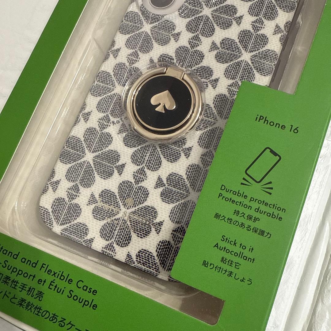 新品kate spade⭐️iPhone 16 リング付きスマホケース　スペード花