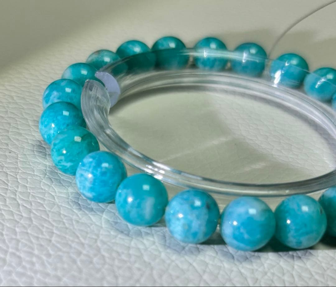 アマゾナイト　ブレスレット 8㎜玉　径15.5㎝　BRA-0139