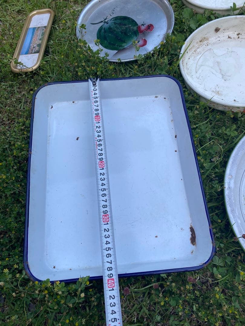 ホーロー　ビンテージ　　トレー　ジャンクガーデン　容器　お盆　まとめ　昭和レトロ