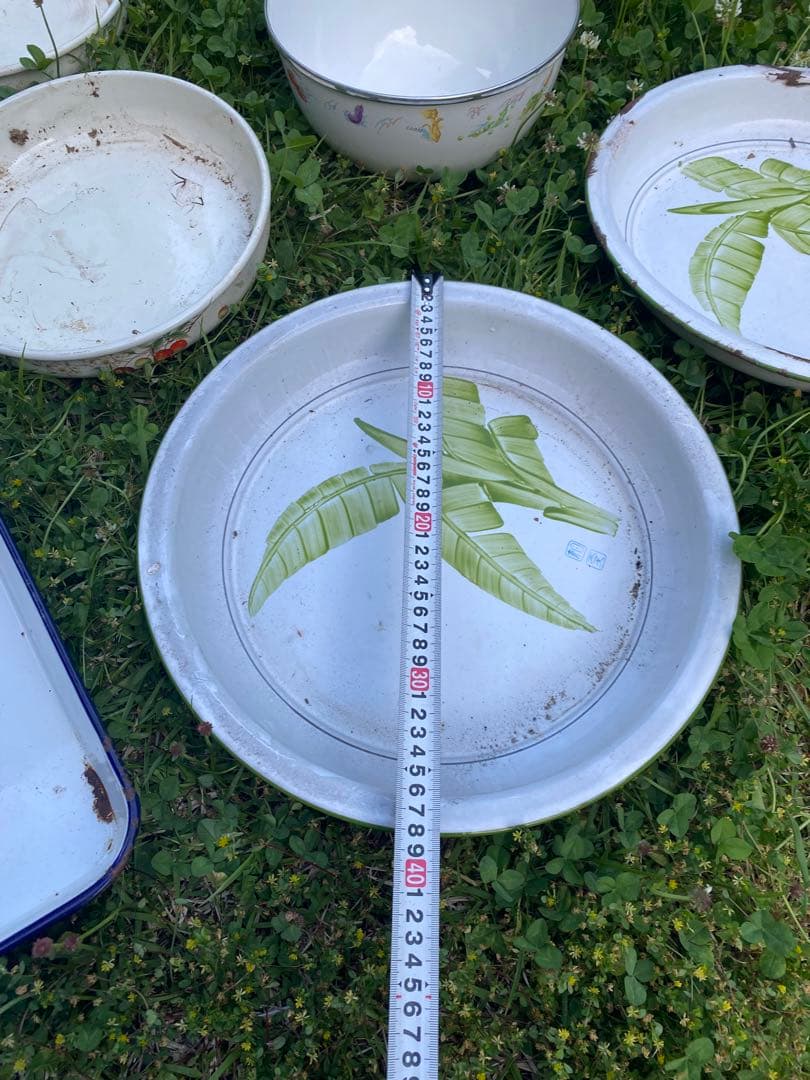 ホーロー　ビンテージ　　トレー　ジャンクガーデン　容器　お盆　まとめ　昭和レトロ