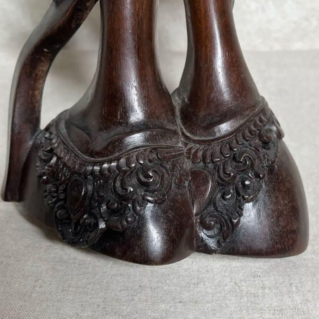 【素敵】木製彫刻 二面の顔　アンティーク古代物　高さ36cm