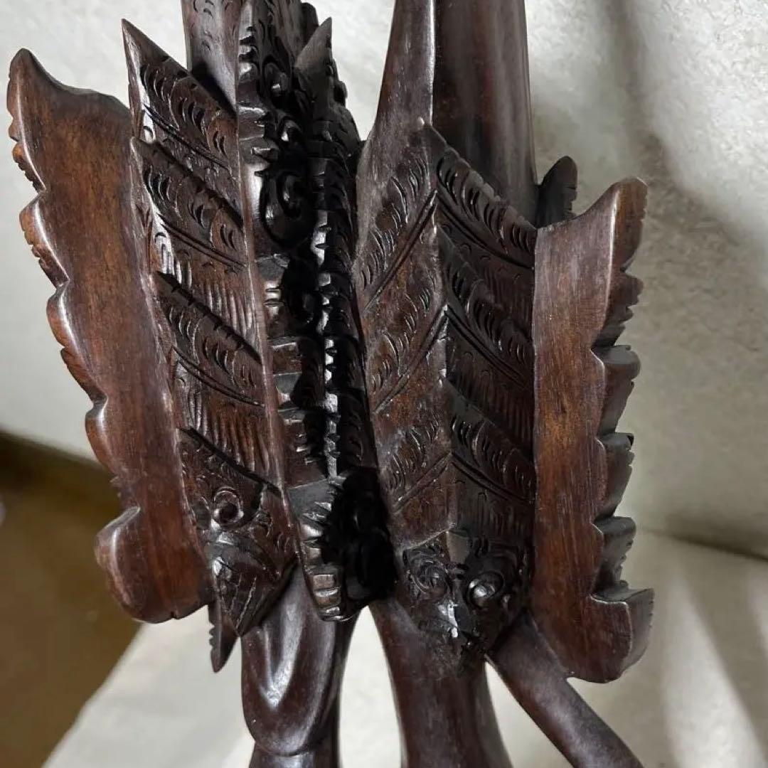 【素敵】木製彫刻 二面の顔　アンティーク古代物　高さ36cm