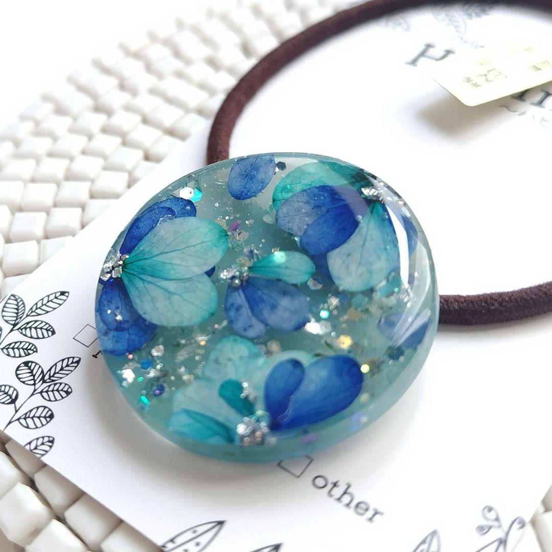 涼しげ紫陽花のヘアゴム