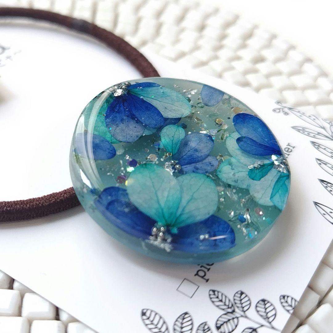 涼しげ紫陽花のヘアゴム