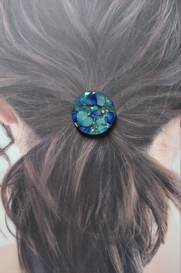 涼しげ紫陽花のヘアゴム