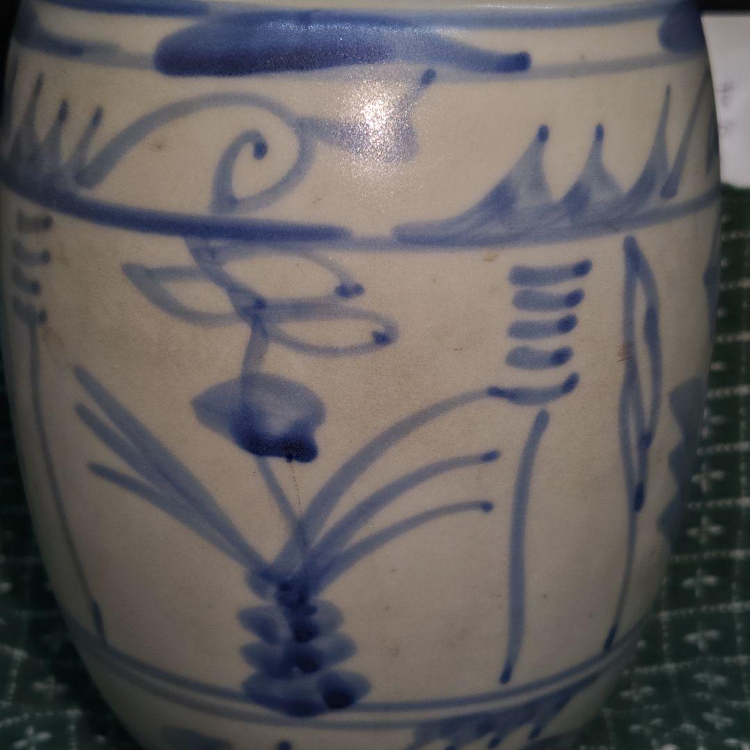 古伊万里、草花文盤口壺(合せ箱、包み古布付)