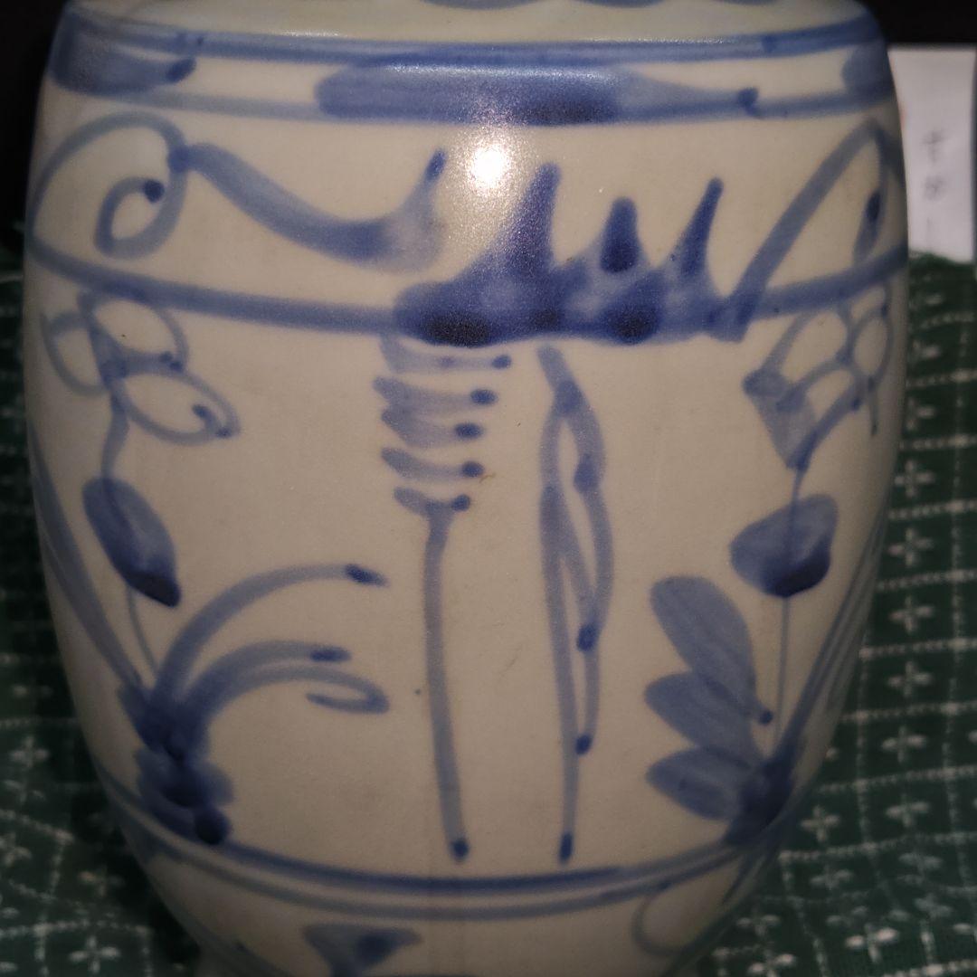 古伊万里、草花文盤口壺(合せ箱、包み古布付)