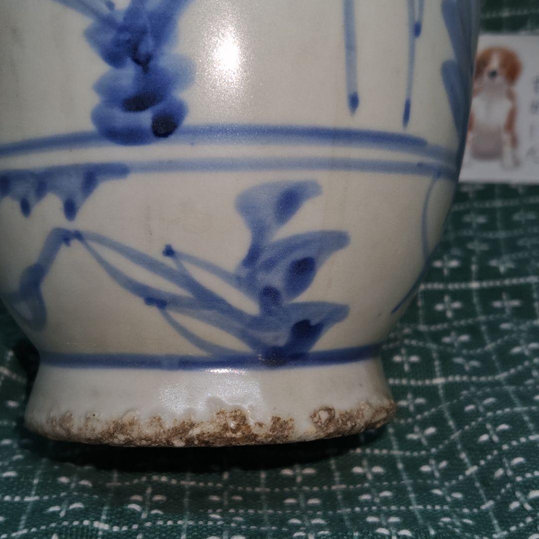 古伊万里、草花文盤口壺(合せ箱、包み古布付)