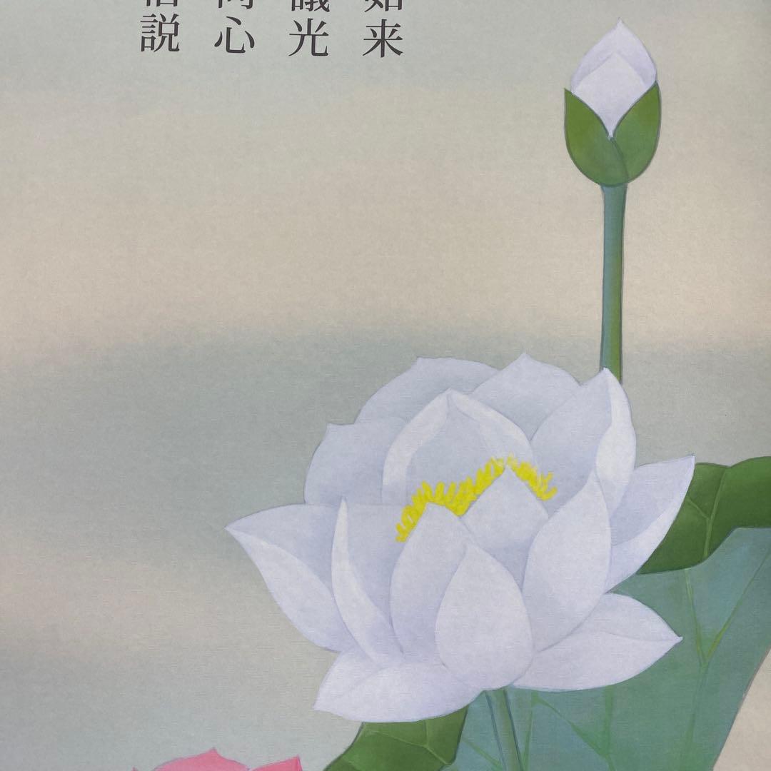 美品 掛け軸 八代玲華作 清蓮図 共箱 仏画 法要 年中掛け