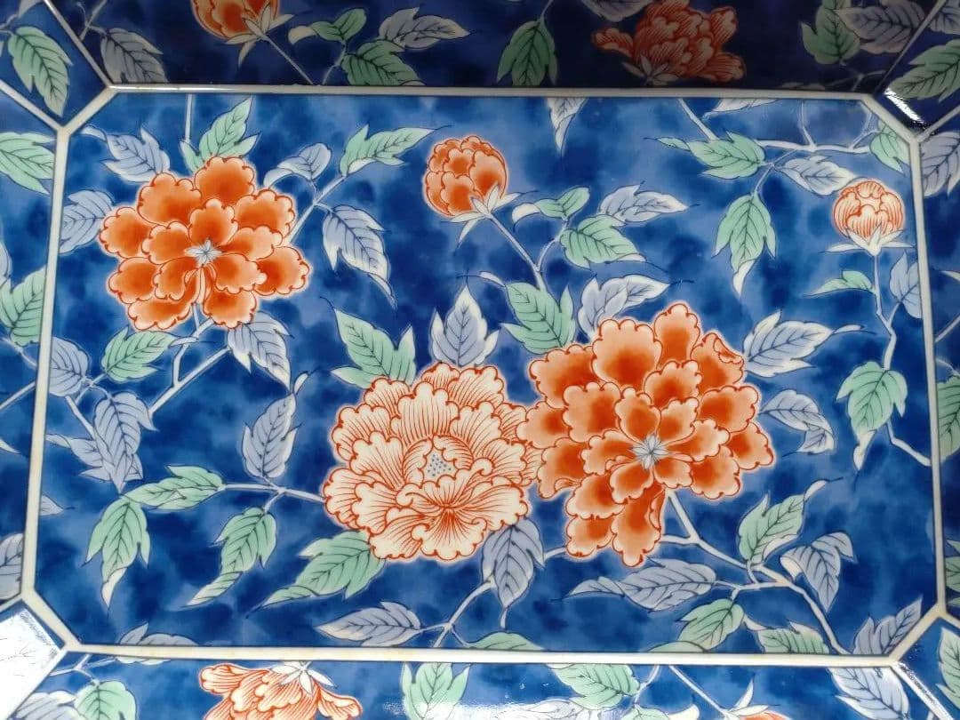 【新品】前畑陶器　濃牡丹　長角盛皿