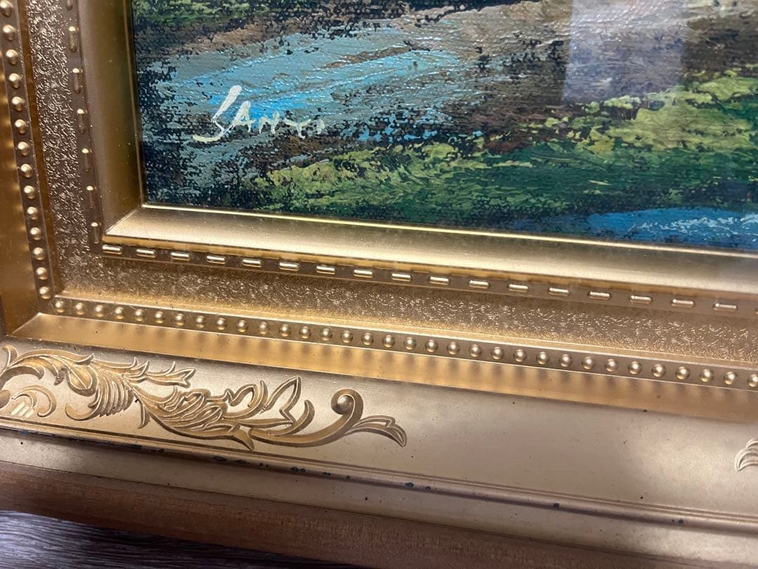 風景画 油彩画 金色フレーム