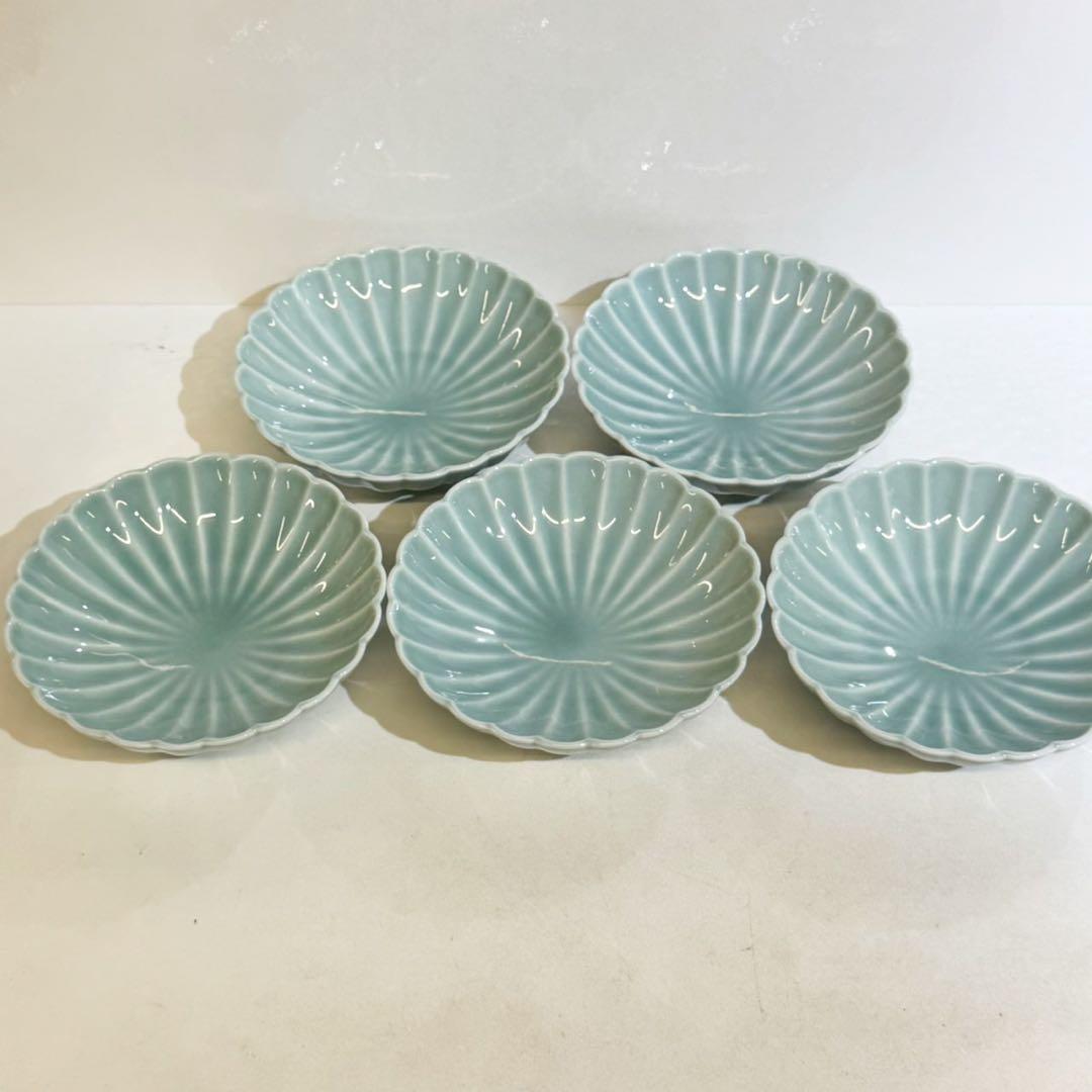 専用⭐️深川製磁　青磁　菊割小付揃 5枚セット 新品未使用品