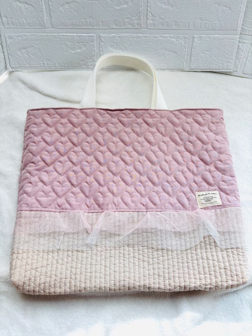 入学準備セット　4点セット　韓国ハートキルト生地　ピンク　ヌビ