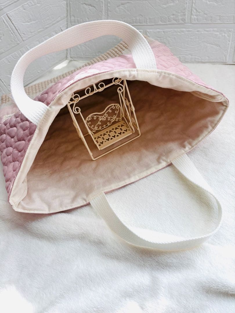 入学準備セット　4点セット　韓国ハートキルト生地　ピンク　ヌビ