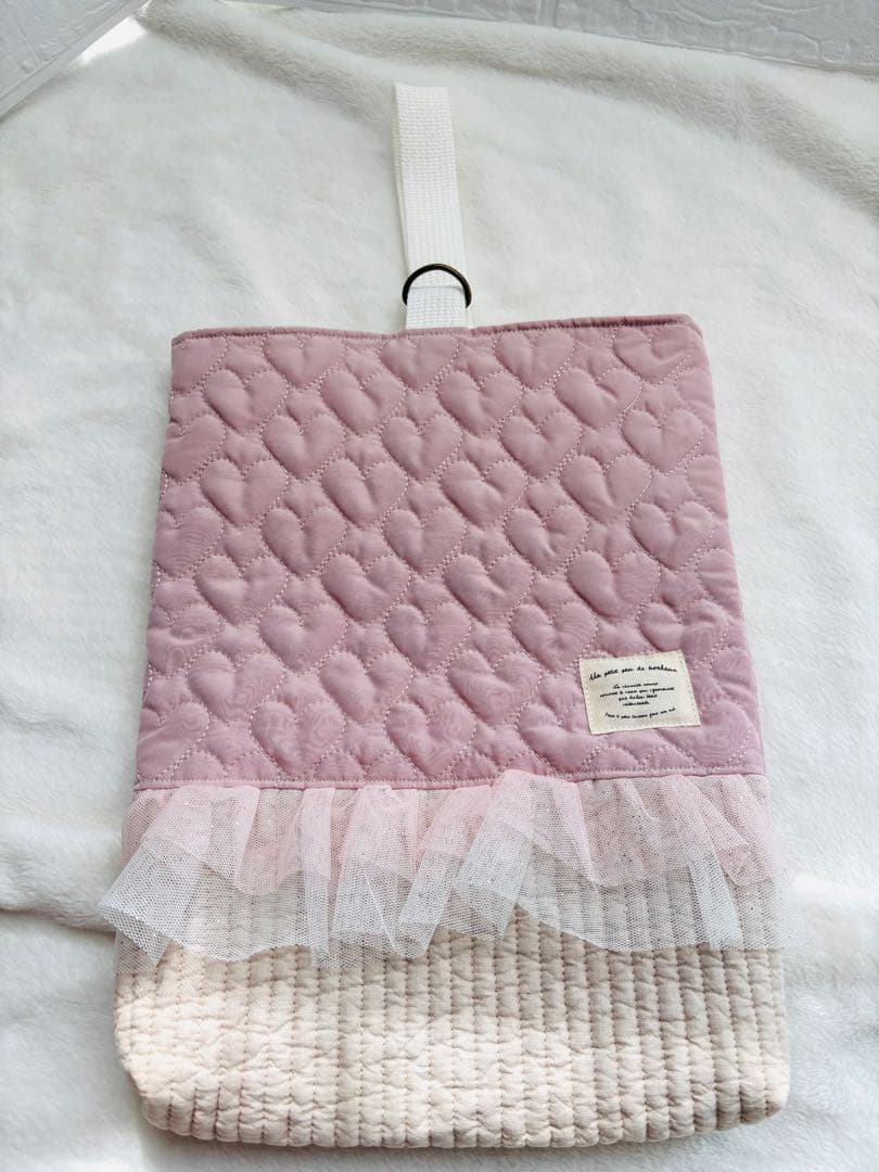 入学準備セット　4点セット　韓国ハートキルト生地　ピンク　ヌビ