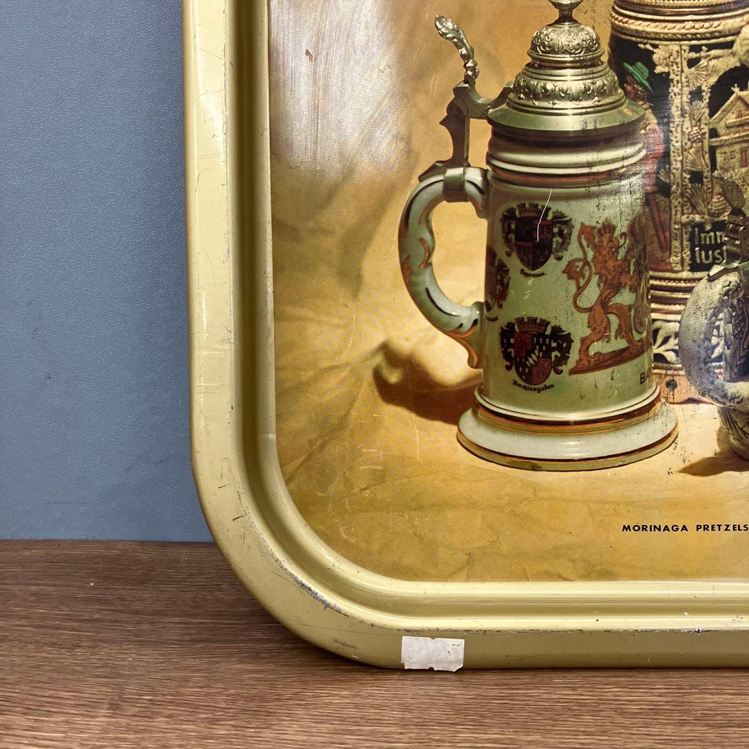 D-4 非売品 昭和レトロ 森永製菓 プレッツェル ブリキトレイ 企業物